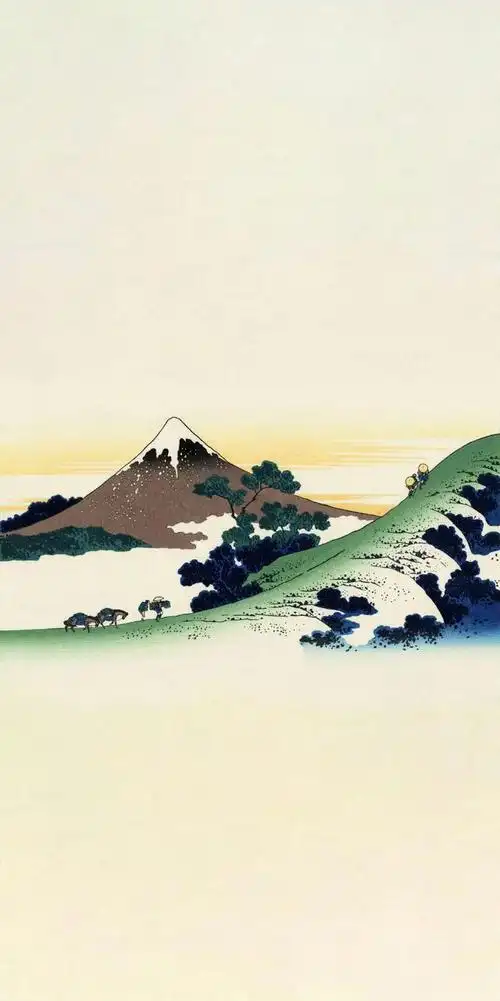 浮世绘风格日式插画手机壁纸