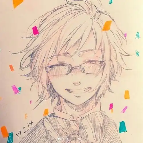 人物黑白动漫素材插画绘画线稿手绘女生男生长发短发转载二次元