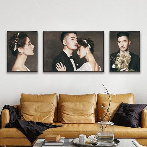 婚纱照相框挂墙放大做结婚照片高端定制卧室床头创意客厅组合金属