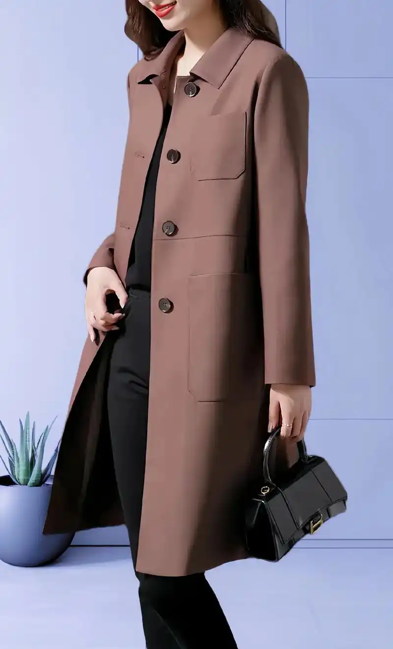 时尚圆形中长款秋季风衣外套女韩版,真是太有气质啦!