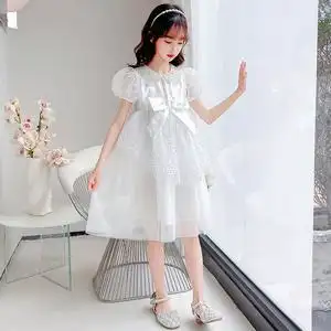 女童白色公主裙夏季薄款亮片裙子10网纱连衣裙12岁女孩夏装十二13