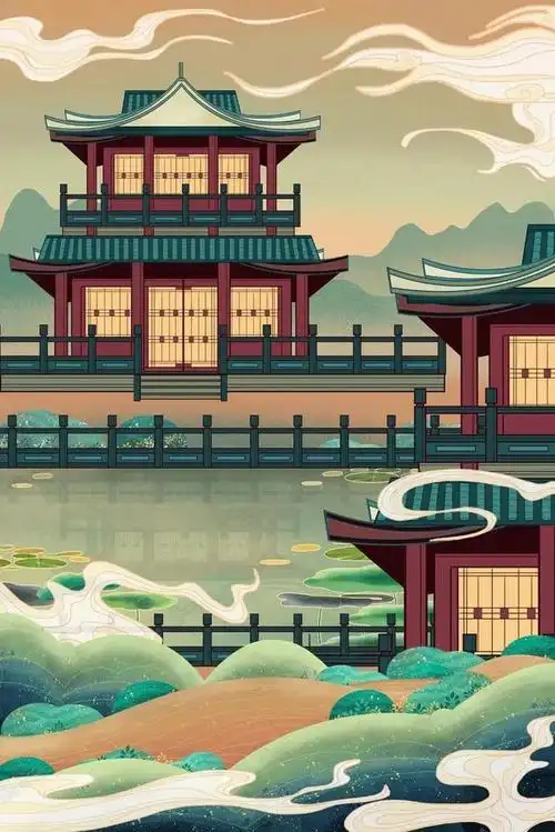 插画分享,古风建筑