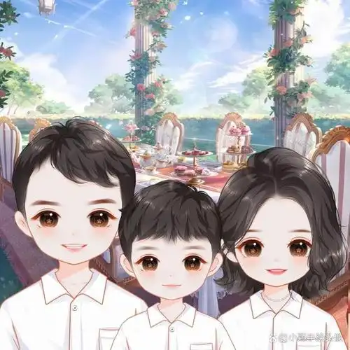 三周年特别作品:一家三口卡通全家福,幸福再出发