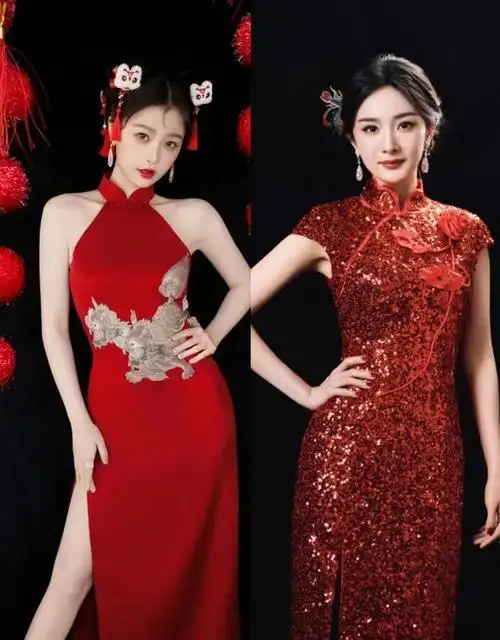 正经旗袍穿出擦感没了黄晓明的托底杨颖已经混成这样了