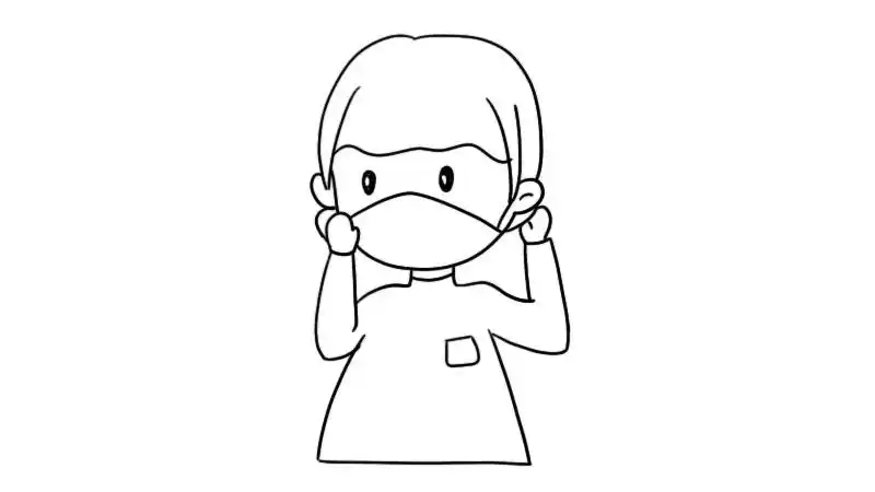 戴口罩的小朋友简笔画教程