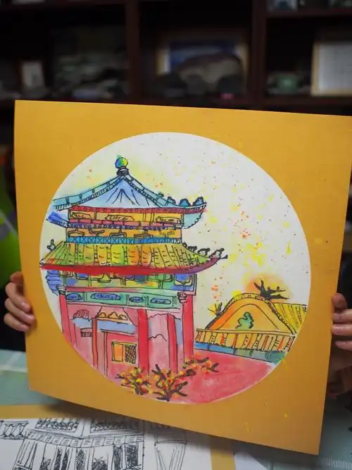 小满阁少儿美术色彩速写班 中国古代建筑速写——《故宫秋色》