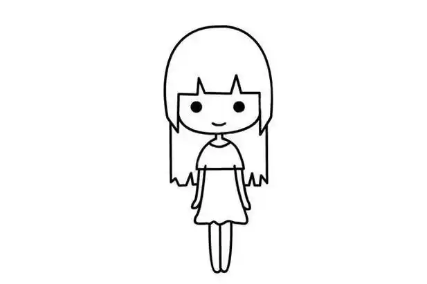 可爱的长发小女孩简笔画步骤图解教程