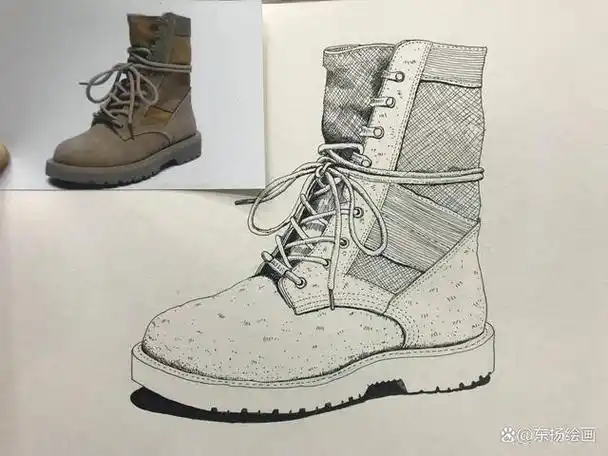 在学习线描的过程当中,各种各样的鞋子是常用的绘画