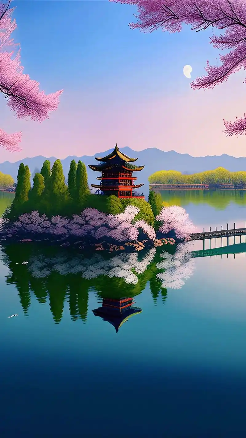 春天的杭州西湖,色彩斑斓,三潭映月,桃花盛开,真是风景如画的 - 抖音