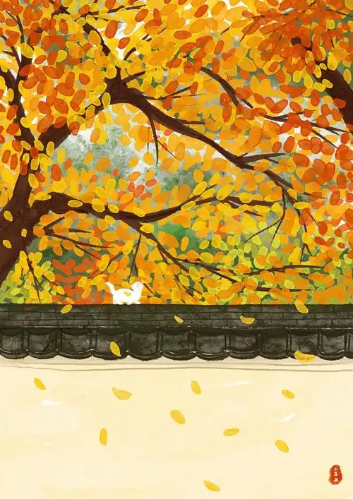 秋日风景插画教程落叶知秋