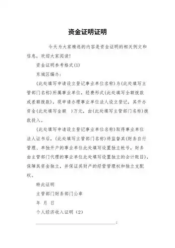资金证明证明