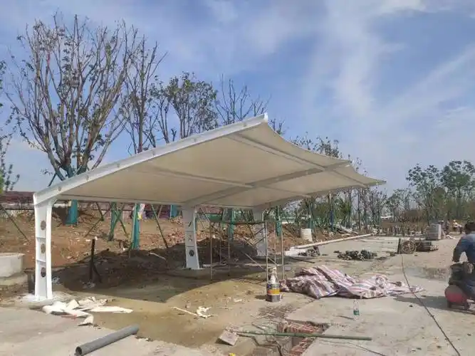 大兴停车棚基础图纸简易钢结构车棚建筑膜材加工厂