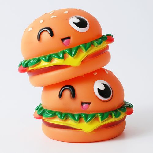 厂家直供大量现货皮皮淘搪胶发声表情汉堡狗玩具狗狗训导宠物玩具