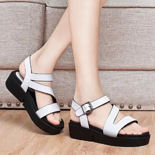 百搭韩版厚底平跟凉鞋女2017夏季新款学生罗马女鞋时尚平底凉拖鞋