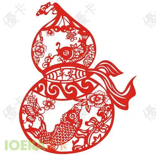 祺轩春节装饰新年雕刻纸特色礼品剪纸窗花玻璃贴平安如意葫芦牛年窗花