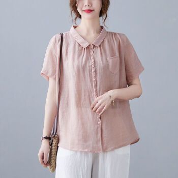 零加姑娘素订棉麻女装官方素素薄款棉麻上衣女夏短袖亚麻t恤夏季新款