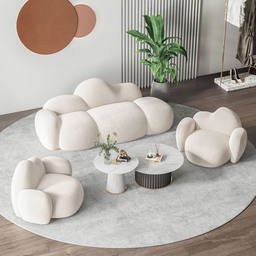 北欧弧形 云朵网红沙发客厅简约现代创意沙发羊羔绒科技 布艺沙发