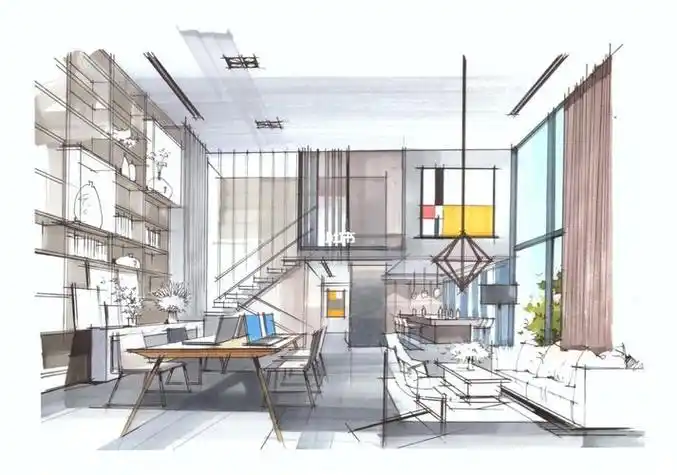 手绘效果图室内马克笔室内设计手绘效果图马克笔