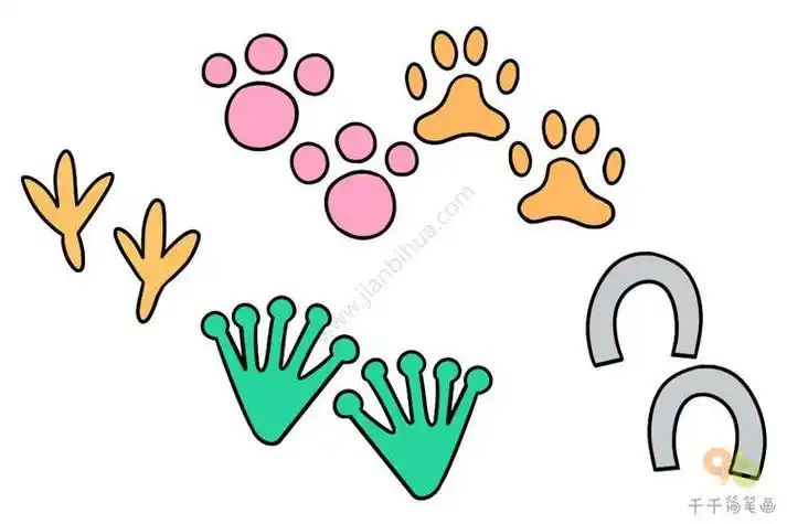 小兔的脚印简笔画