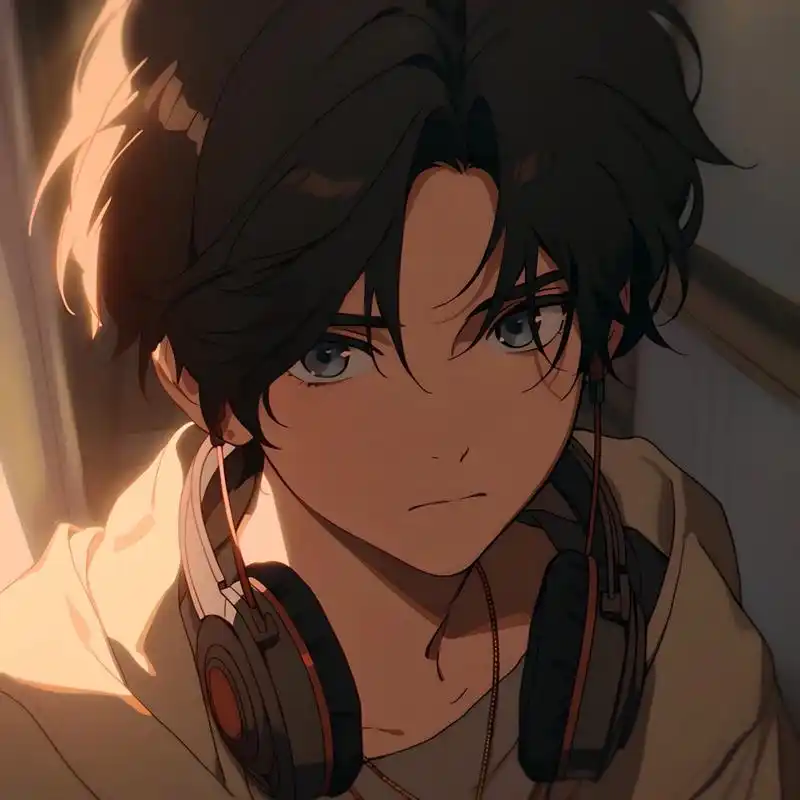 5250耳机少年5250 一组戴耳机的动漫男生头像