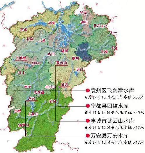 江西4座水库超汛限 各江河重点站水位均在警戒线以下