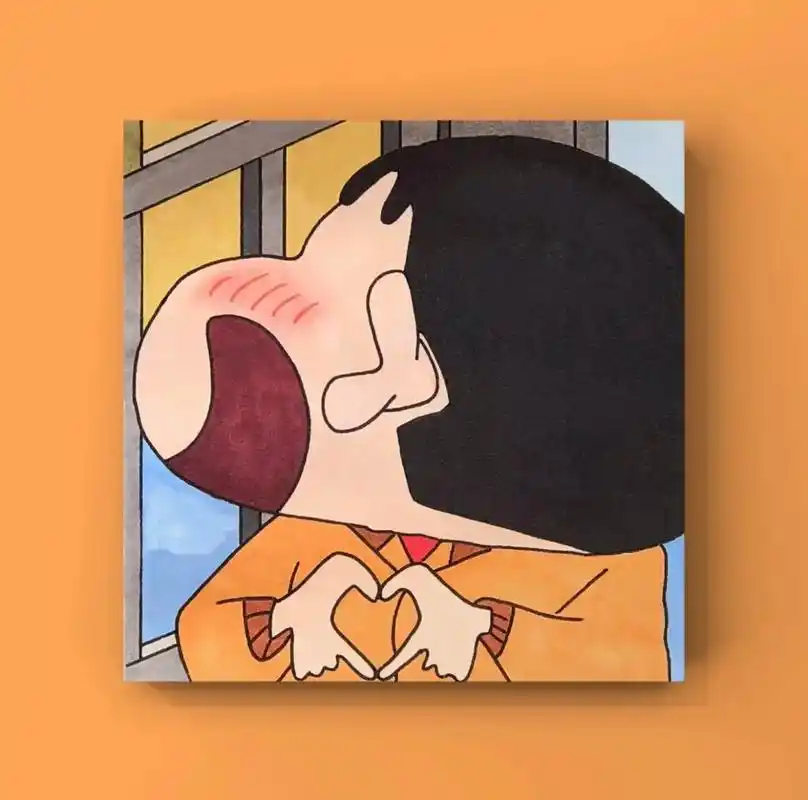 马克笔手绘蜡笔小新比心附线稿色号