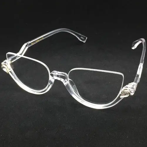 下半框倒框眼镜架透明色镶钻平光镜潮女款大脸装饰网红眼镜配近视