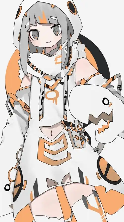 穿着时尚的大眼动漫少女手绘插画