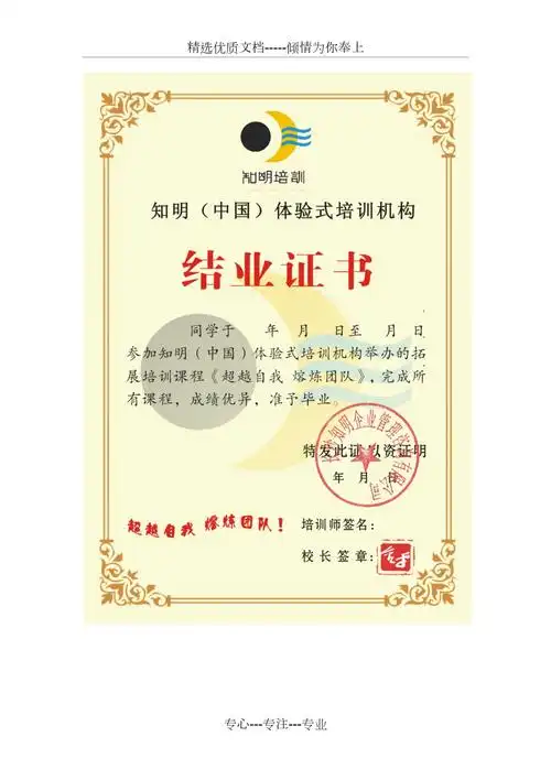 长沙知明体验式培训机构结业证书共1页