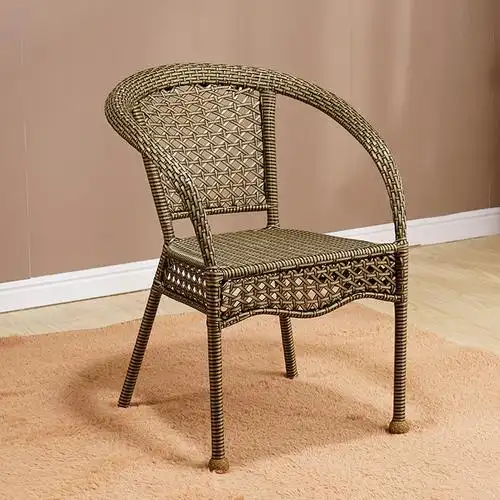闪电客藤椅靠背椅单人家用藤条椅子户外咖啡厅扶手餐椅现代简约编织腾