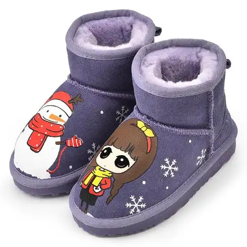 儿童雪地靴女童真皮靴子短靴可爱卡通公主棉靴宝宝皮靴童鞋冬新款