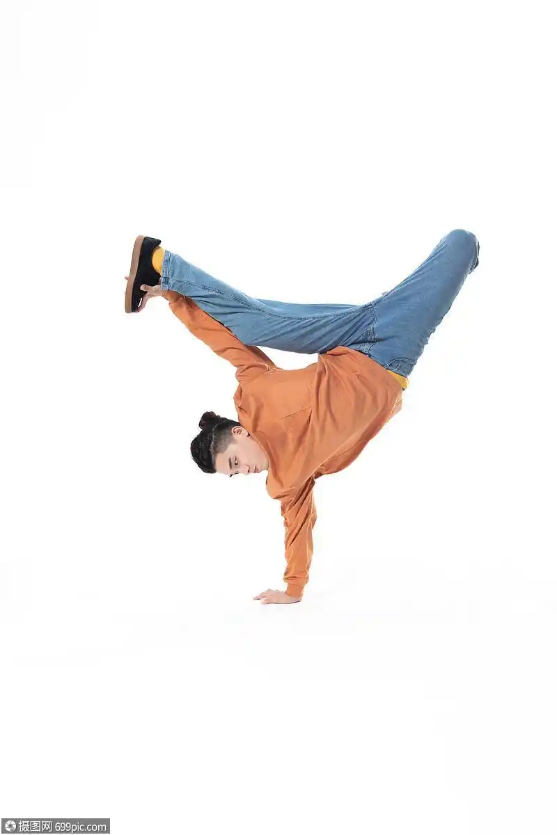 年轻街舞男生单手支撑动作男性组合