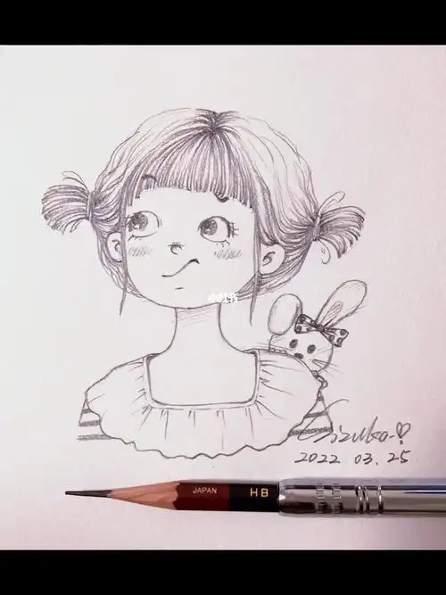 速写练习6甜美可爱的小妞妞