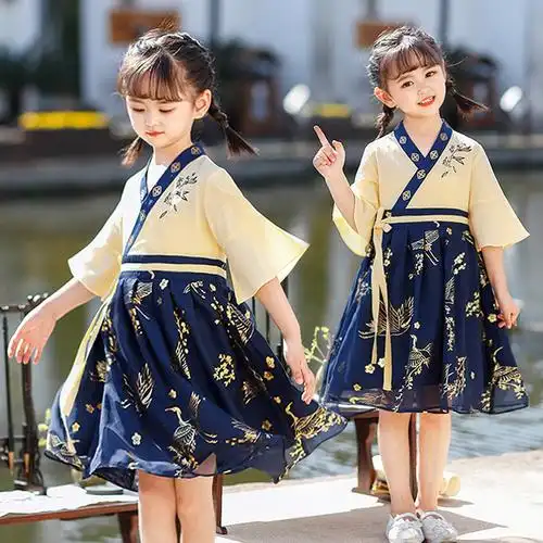 汉服女装儿童女童夏季薄款公主裙古风超仙中国风夏款大童女孩古装