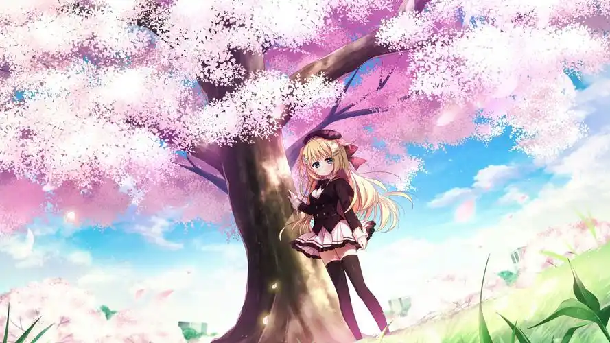 樱花树下的二次元美女