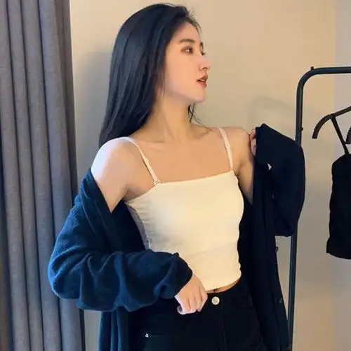 叶莎倩吊带背心韩版短款夏季修身内搭性感抹胸裹胸学生内衣女带胸垫外