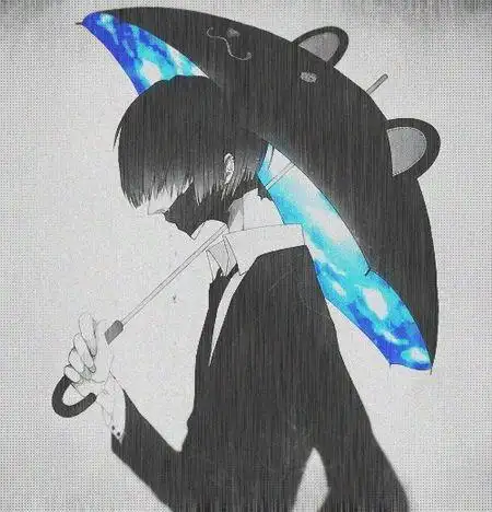 求一个男生在雨中打伞哭泣的照片 动漫的