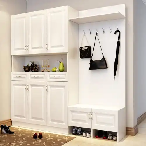 鞋柜坐凳一体入户门口挂衣衣架大容量家用白色鞋柜