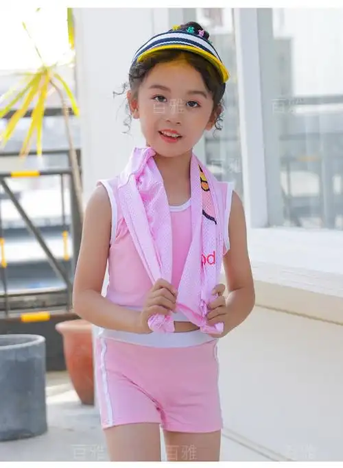 都趣儿童泳衣 2020新款游泳衣女童童9-12岁分体运动韩版学生三件套