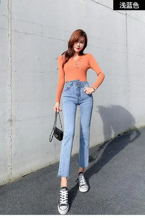 模特玲玲 牛仔裤拍摄 直筒牛仔裤拍摄 阔腿裤子摄影