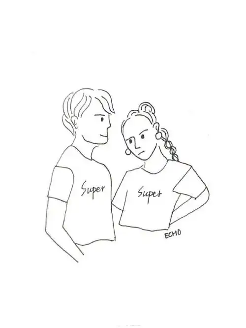 卡通白底小人情侣头像简笔小人情侣头像一对