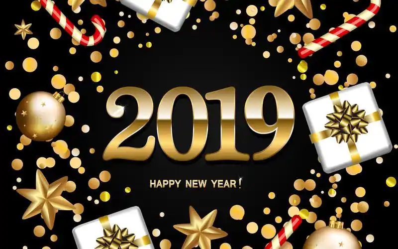 2019新年快乐祝福语英文艺术字,艺术壁纸-回车桌面