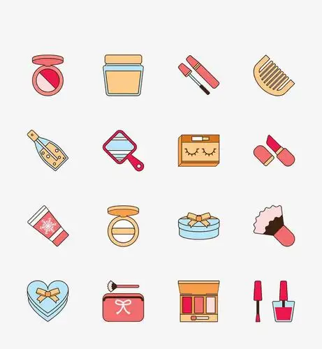 各种,化妆品,口红,卡通