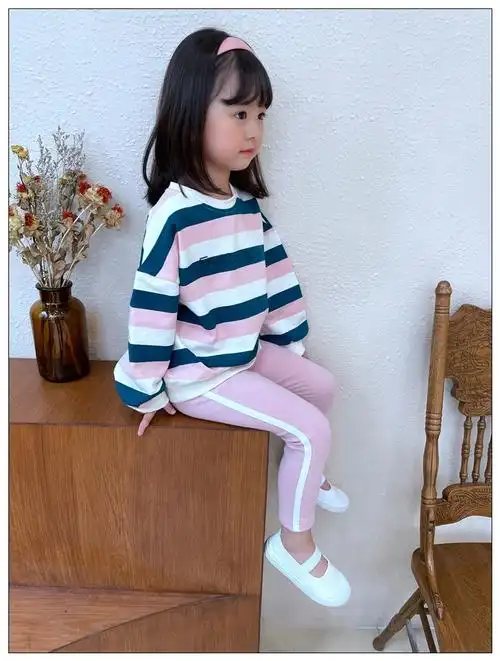 裤子女童秋季运动打底裤棉修身长裤大pp可开裆带弹力幼儿园休闲黑黑色