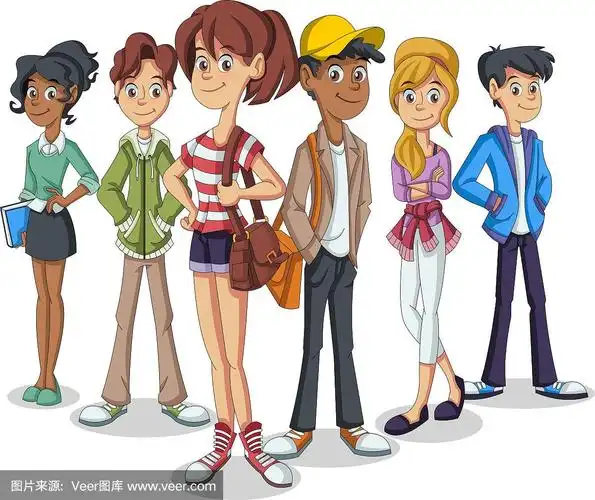 一群卡通青年.