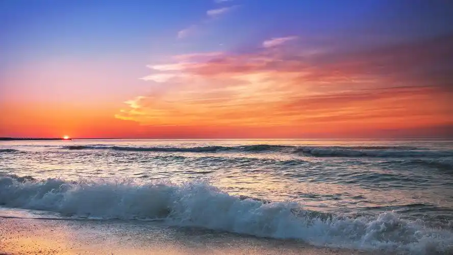 唯美的海边日出风景高清宽屏壁纸