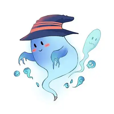 漫画风万圣节鬼魂剧院建筑鬼屋元素png素材彩色手绘卡通女巫飞天扫帚