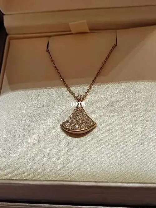 宝格丽玫瑰金满钻小扇子diva项链小号