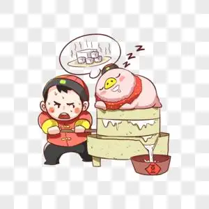 手绘磨豆子的男人元素