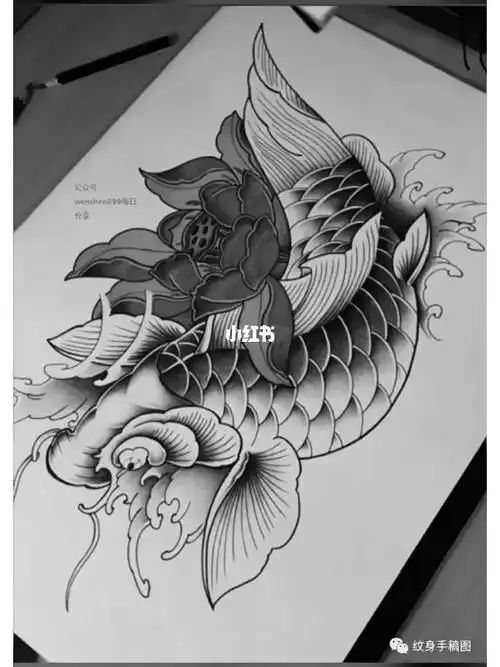 经典鲤鱼纹身手稿